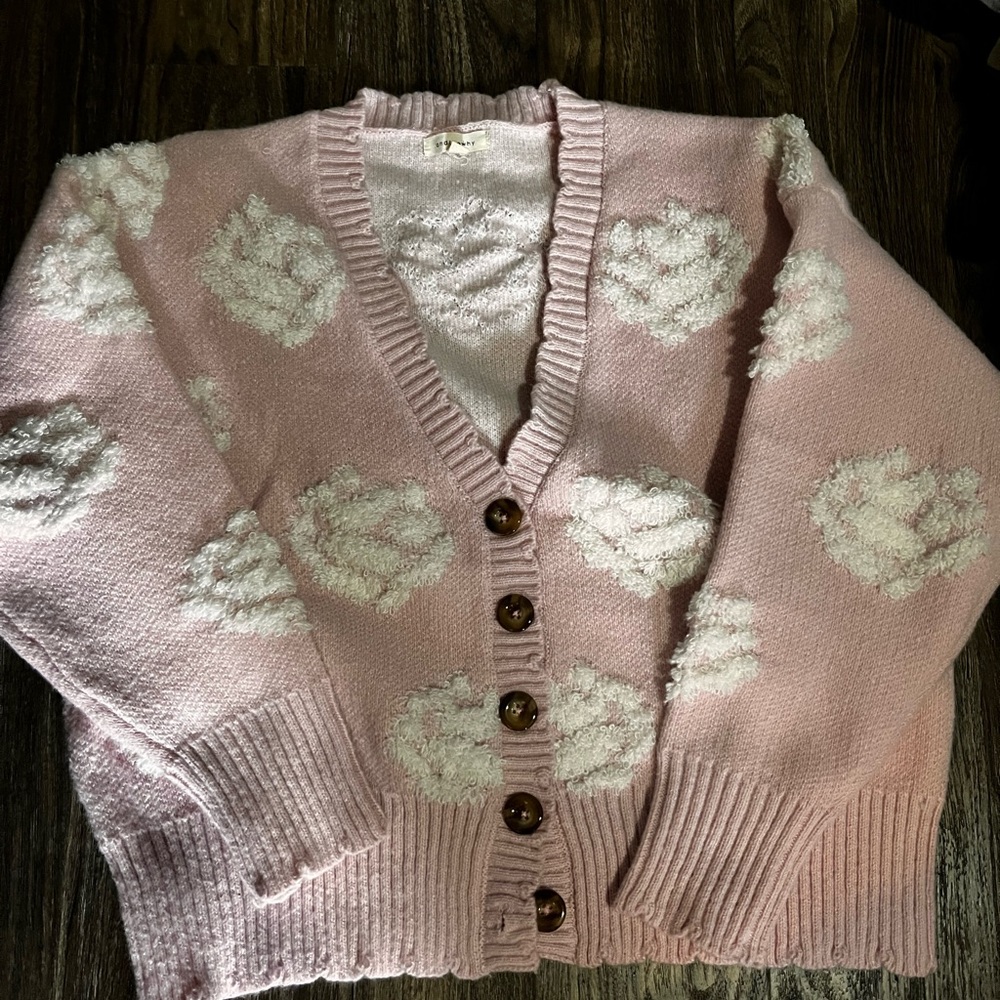 Beautiful and fun pink and flower sweater